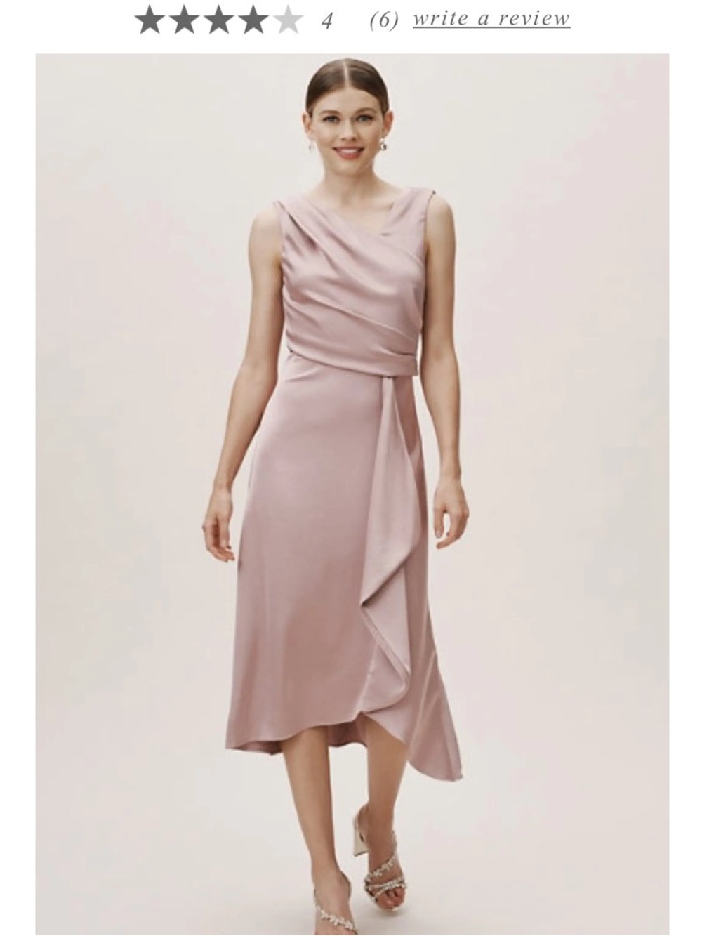 BHLDN Alston satin draped midi dress 6